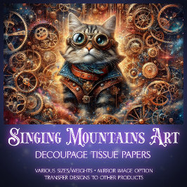 Papel De Seda Desligamento de Gato Steampunk Fantasy Cósmico