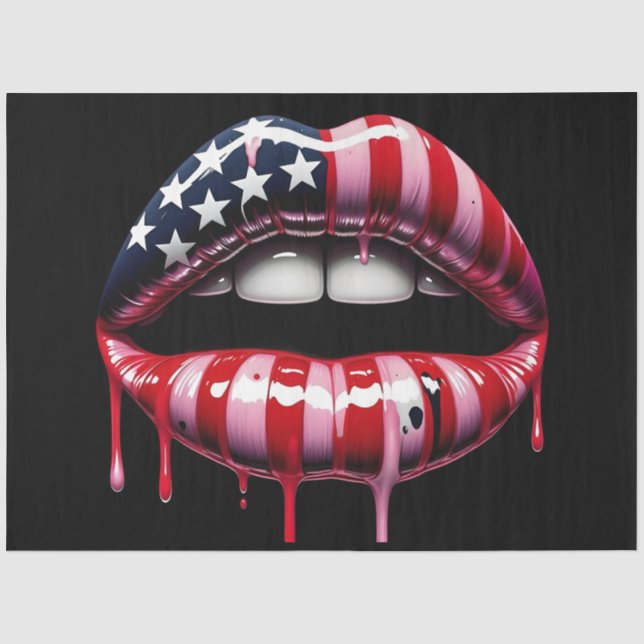 Papel De Seda Desligamento de Lábios de Bandeira Americana (Frente )