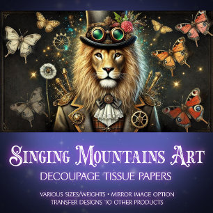 Papel De Seda Desligamento de Leão de Vintagem Steampunk Industr