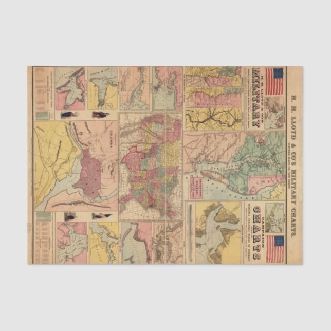 Papel De Seda Desligamento de Mapa Estratégico Militar da Guerra (Frente )