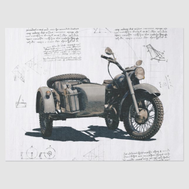 Papel De Seda Desligamento de Motocicleta Vintage Antigo (Frente )