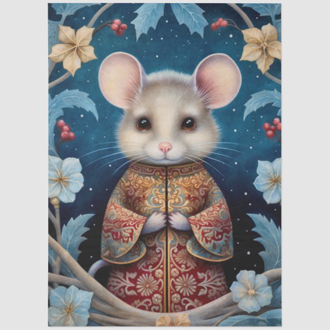 Papel De Seda Desligamento de Mouse e Florais de Florestas de Ma (Frente )