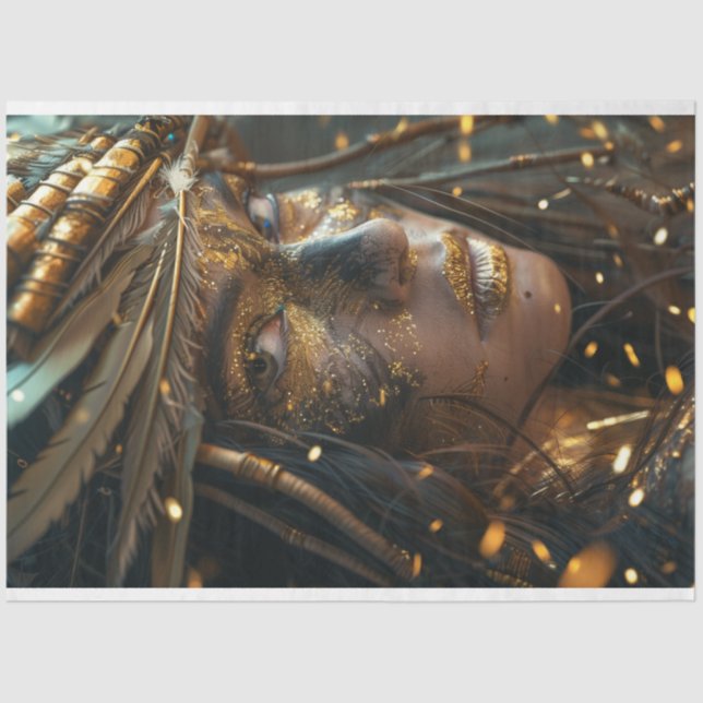 Papel De Seda Desligamento de Mulher Indiana Pintada pela Guerra (Frente )