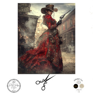 Papel De Seda Desligamento de Ornamentado Vermelho Gunslinger