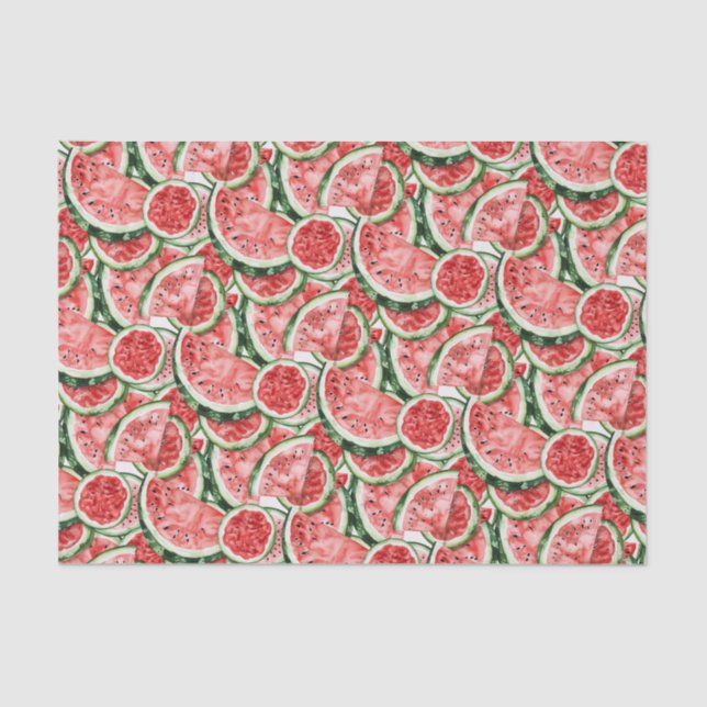 Papel De Seda Desligamento de Padrão de Melancia Watercolor (Frente )