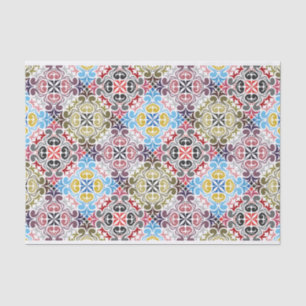 Papel De Seda Desligamento de Padrão em Quadrados Geométricos