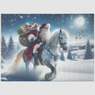 Papel De Seda Desligamento de Papais noeis Vintage Horseback Nat