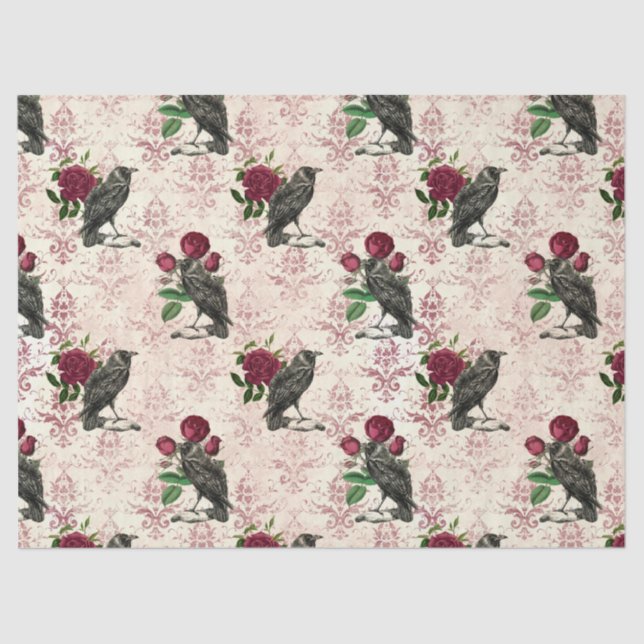 Papel De Seda Desligamento de Raven e Rosas Damask (Frente )