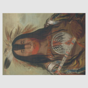 Papel De Seda Desligamento de Retrato Blacfoot Nativo Americano