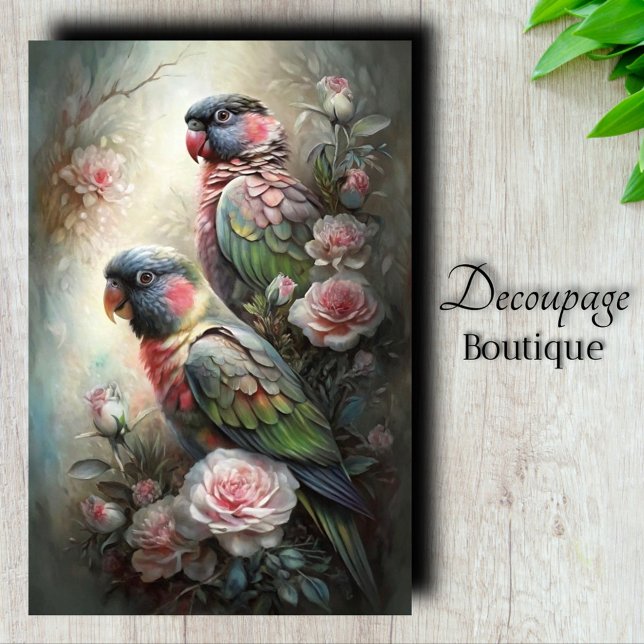 Papel De Seda Desligamento de Verificação de Papagaio (Parrot Reverie Decoupage Tissue Paper)