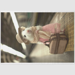 Papel De Seda Desligamento de Viagem do Rato Rosa Vintage