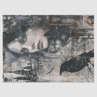 Papel De Seda Desligamento de Vintage Gothic Girl & Raven