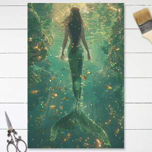 Papel De Seda Desligamento do Brilho do Ouro Sereia
