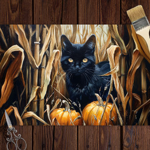 Papel De Seda Desligamento do Campo de Pumpkins de Gato Negro