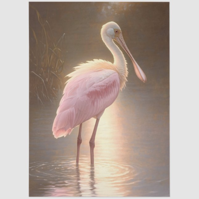 Papel De Seda Desligamento do Spoonbill de Rosear (Frente )