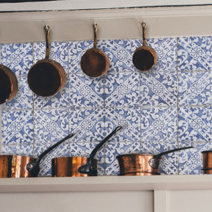 Papel De Seda Desligamento do Vintage Floral Delft Blue e White