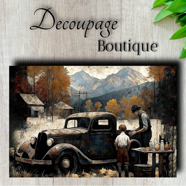 Papel De Seda Desligamento do Vovô (Grandfather's Pickup Decoupage Tissue Paper)