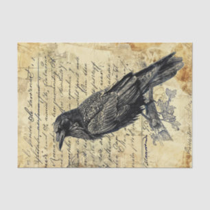 Papel De Seda Desligamento Escrito À Mão Vintage Raven Decoupage