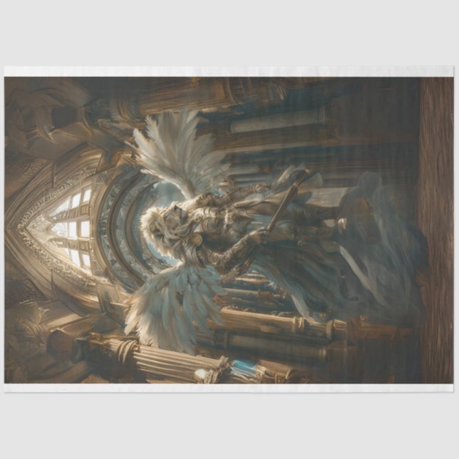 Papel De Seda Desligamento Lion Guardian Salão Sagrado Asas Anjo (Frente )