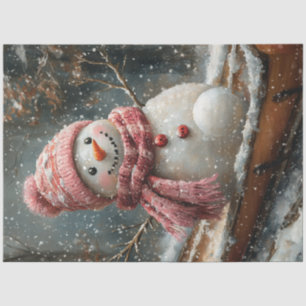 Papel De Seda Desligamento Vintage Snowman Cor de Sábado Rosa Sc