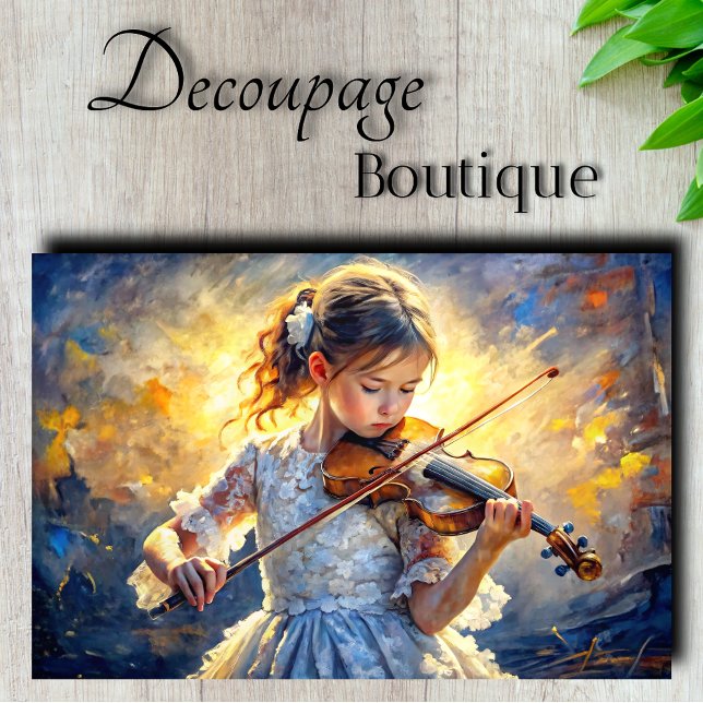 Papel De Seda Desligamento Violinista de Menina (Little Girl Violinist Decoupage Tissue Paper)