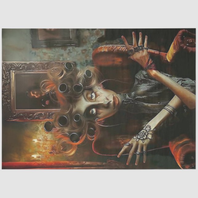 Papel De Seda Desligar Arte Mais Estranha e Mais Escura da Mulhe (Frente )