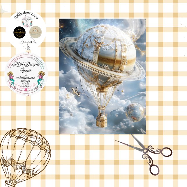 Papel De Seda Desligar Balão de Ar Quente Parece Saturno (Criador carregado)