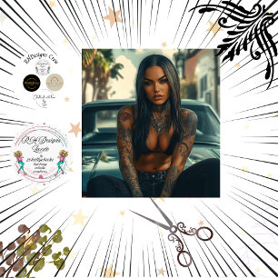 Papel De Seda Desligar Carro Clássico e Poster Chic Tatuado