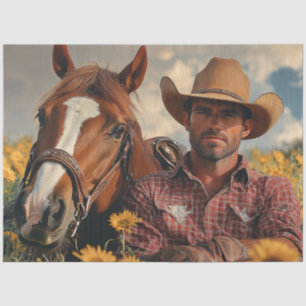 Papel De Seda Desligar Cena do País do Cowboy Descansando com Ca