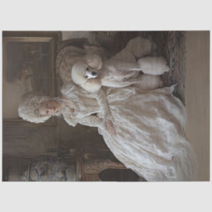 Papel De Seda Desligar Estilo Rococo Dama e Poodle Padrão