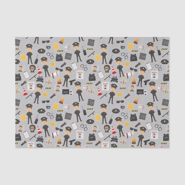 Papel De Seda Desligar Festa de aniversário do Policial (Frente )