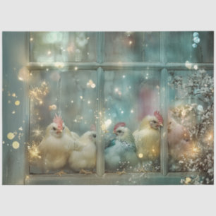 Papel De Seda Desligar Galinhas do Pastel Whimsical em Windowsil