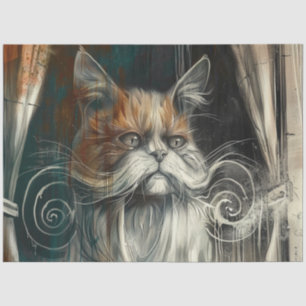 Papel De Seda Desligar Glamor Cat Mustache Abstrato
