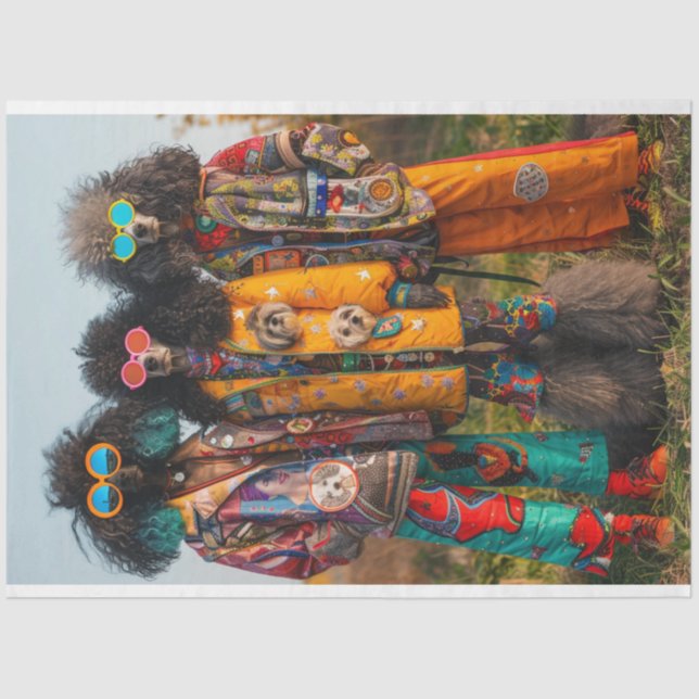 Papel De Seda Desligar Hippie Boho Standard Poodle Sisters (Frente )