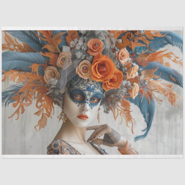 Papel De Seda Desligar Mardi Gras Queen com Headdress (Frente )