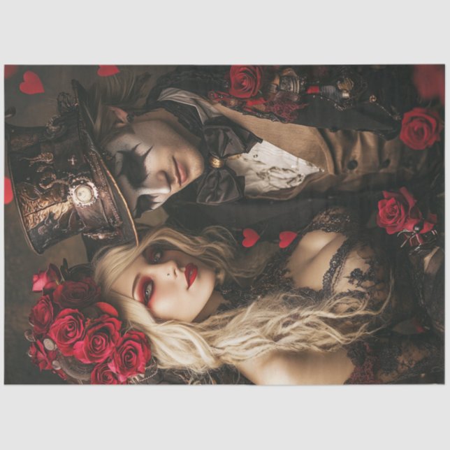 Papel De Seda Desligar Namorados Steampunk Casal Apaixonado (Frente )