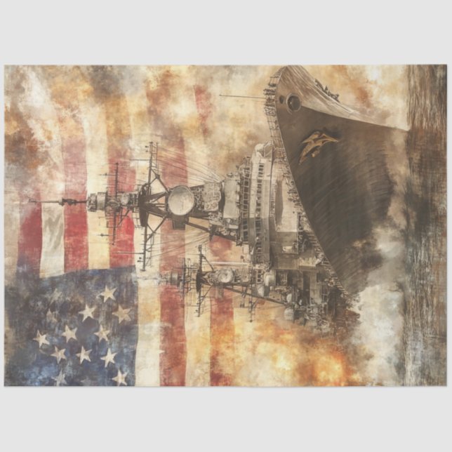 Papel De Seda Desligar o navio de guerra dos EUA no mar (Frente )