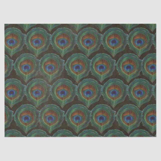 Papel De Seda Desligar Olhos Verdes Grandes de Penas de Peacock (Frente )