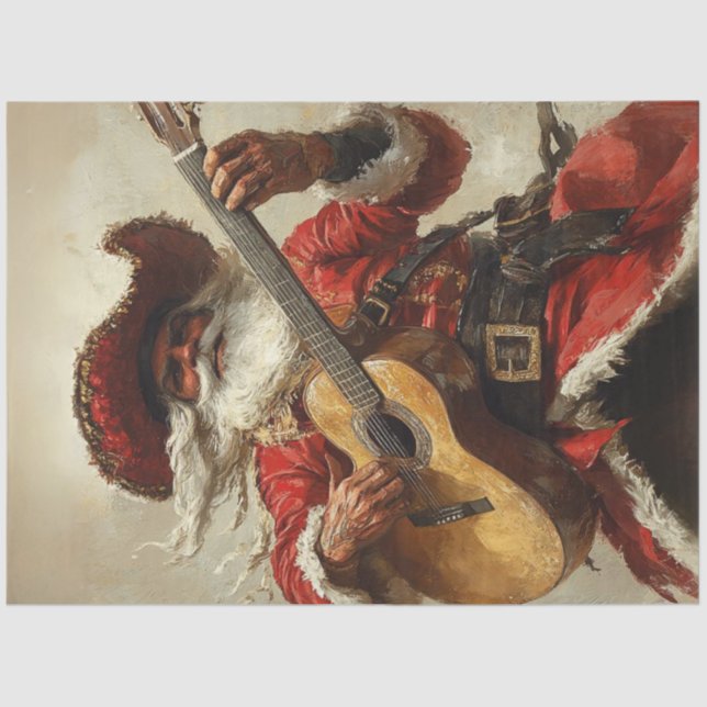 Papel De Seda Desligar Papais noeis mexicanos tocando violão (Frente )