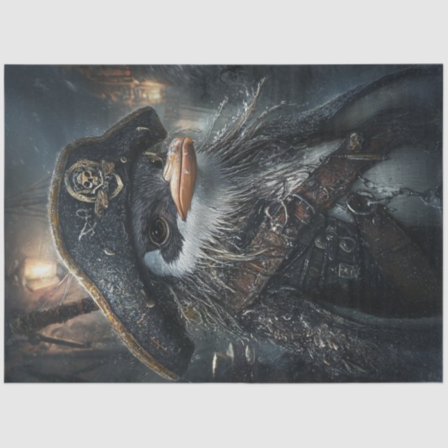 Papel De Seda Desligar Pinguim Pirata no Mar (Frente )