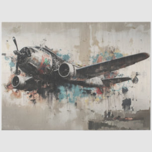 Papel De Seda Desligar pintura Mural de Abstrato de Avião Vintag