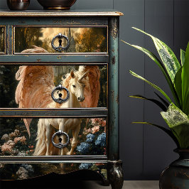 Papel De Seda Desligar Unicórnio da Floresta Azul, Rosa Fantasia