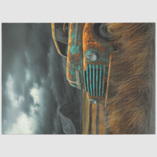 Papel De Seda Desligar Vintage Truck Rust Stormy Sky