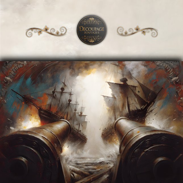 Papel De Seda Desmontagem de Batalha de Navio de Guerra Naval (Naval Warship Battle Decoupage Tissue Paper)