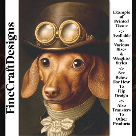 Papel De Seda Desnupage BF6 Vitoriana Steampunk Dachshund Dog