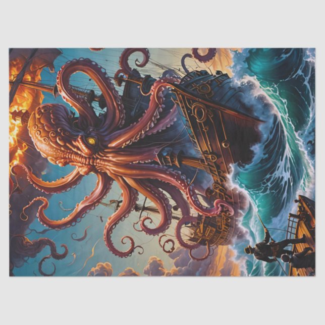 Papel De Seda Desnupage do Monstro do Mar Kraken (Frente )