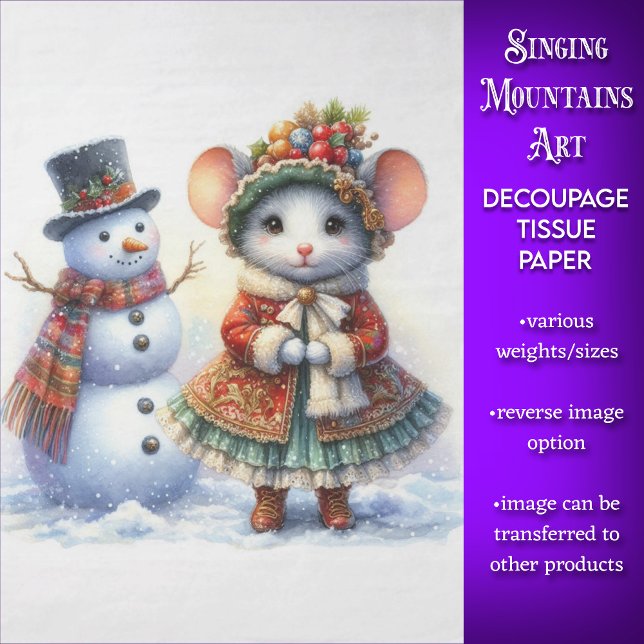 Papel De Seda Desocupação Festiva de Mouse de Natal e Snowman (Criador carregado)