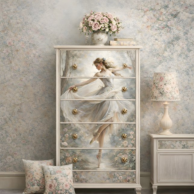 Papel De Seda Desocupação Romântica da Floresta de Dança de Ball (Romantic Ballerina Dance Forest Decoupage Tissue Paper)