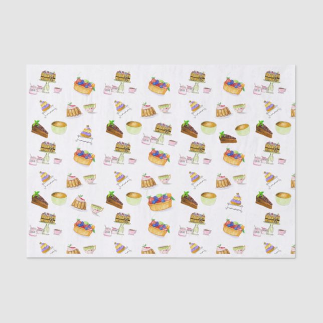 Papel De Seda Desperdícios De Aquarela Franceses Com Cafés (Frente )