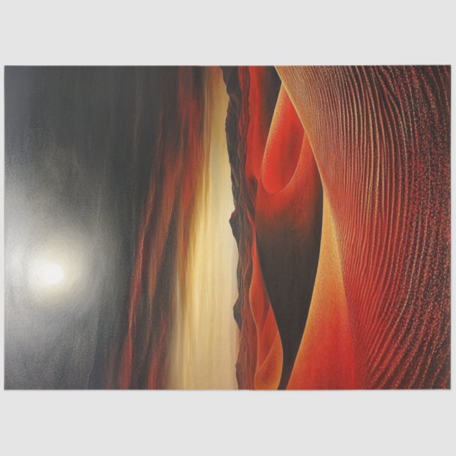 Papel De Seda Despojação do deserto vermelho surreal Lua cheia (Frente )